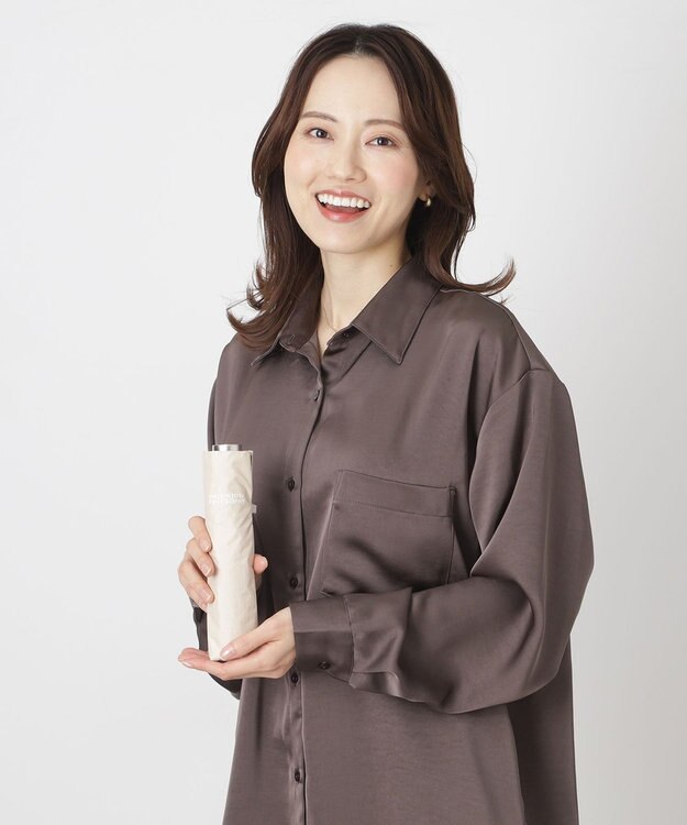 MOONBAT 【 遮光率100％/遮熱/UV/軽量】MACKINTOSH PHILOSOPHY(マッキントッシュフィロソフィー)晴雨兼用日傘 無地 シャンブレーBarbrella バーブレラ 折りたたみ傘 フワクール生地使用 ベージュ