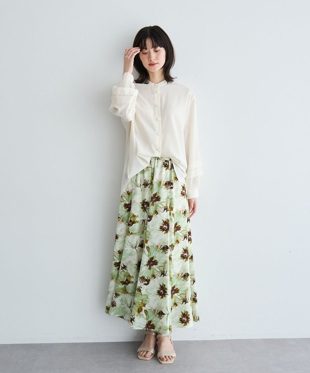 YECCA VECCA 2way裾アレンジパール釦ブラウス Off White