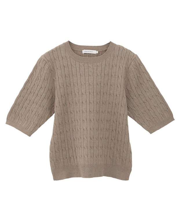 AMERICAN HOLIC ケーブル5分袖ニットプルオーバー Beige