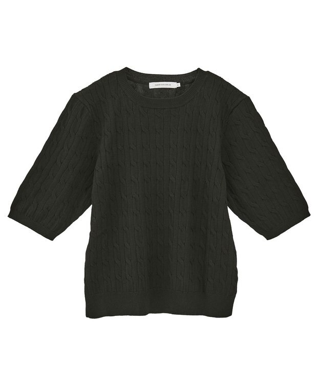 AMERICAN HOLIC ケーブル5分袖ニットプルオーバー Black