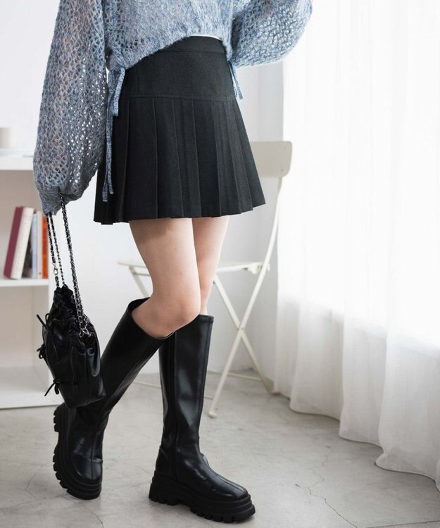 WEGO 【SCHOOL ITEM】プリーツスカパン 杢グレー