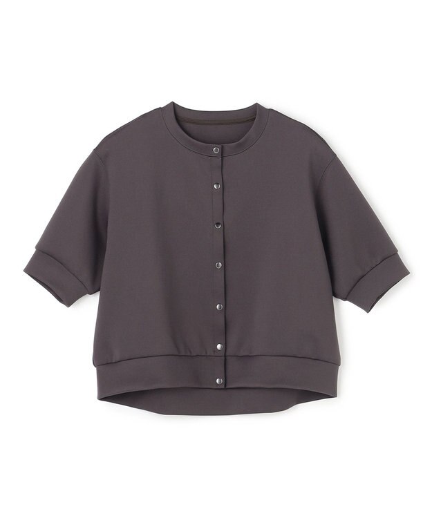 UNFILO L BEAUTY FORM JERSEY light スナップカーディガン チャコール