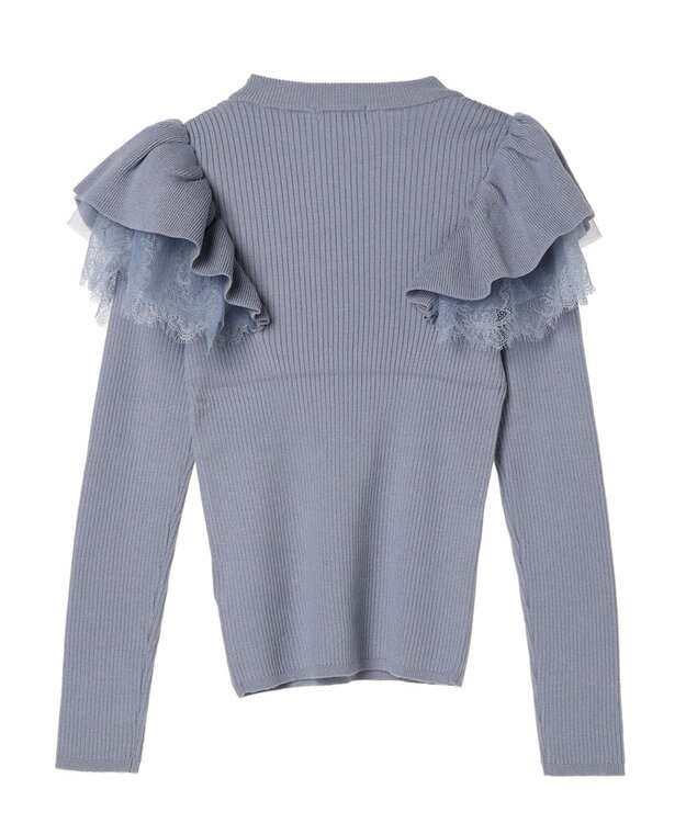 earth music&ecology ショルダーチュールレースプルオーバー Blue