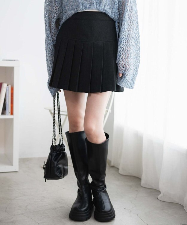 WEGO 【SCHOOL ITEM】プリーツスカパン 杢グレー