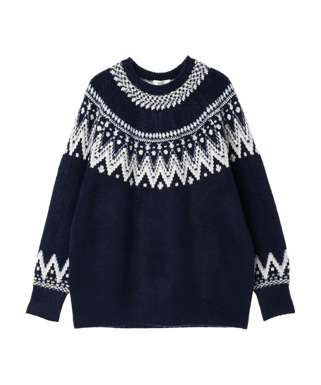 earth music&ecology オーロララメノルディックチュニック Navy