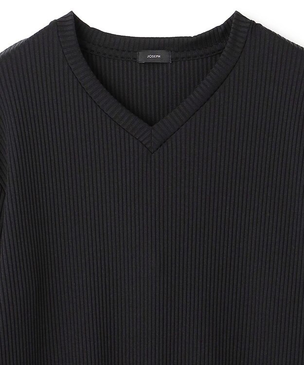 JOSEPH HOMME 【LEON 掲載】テックリブジャージー　Vネックカットソー ブラック系