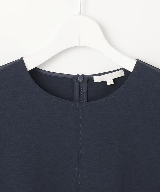 自由区 【接触冷感・UVカット・吸水速乾・抗菌防臭・洗える】ハイツイストポンチペプラム カットソー ネイビー