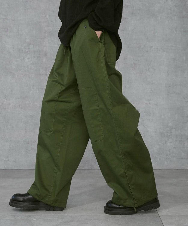 WEGO 【ウエストゴム/ユニセックス着用ITEM】サイドスリットコンバットパンツ オリーブ