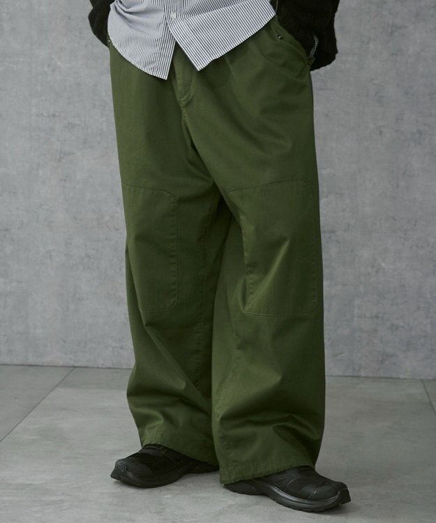 WEGO 【ウエストゴム/ユニセックス着用ITEM】サイドスリットコンバットパンツ オリーブ