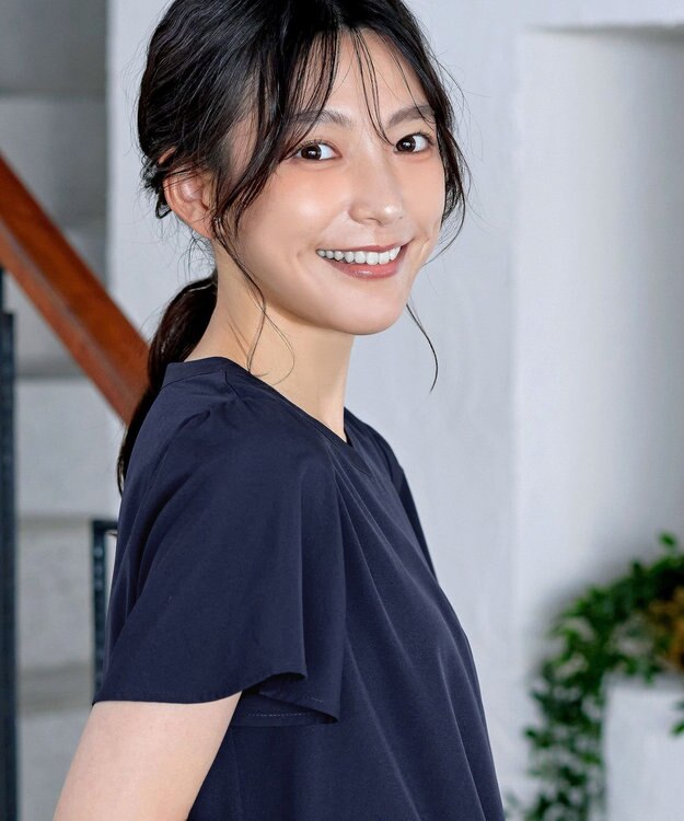 Tiaclasse 【選べる2Type】スキッパーシャツチュニック 半袖ネイビー