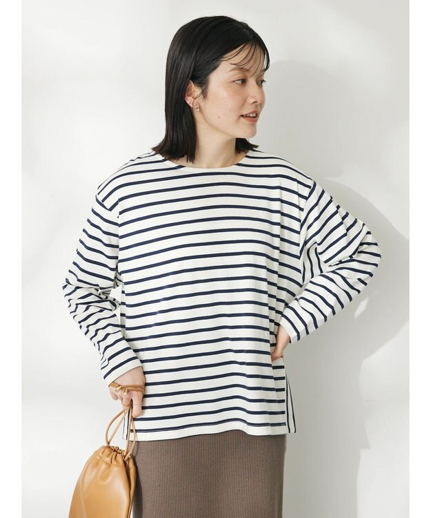 CRAFT STANDARD BOUTIQUE ボーダーサイドスリットプルオーバー Border Ivory