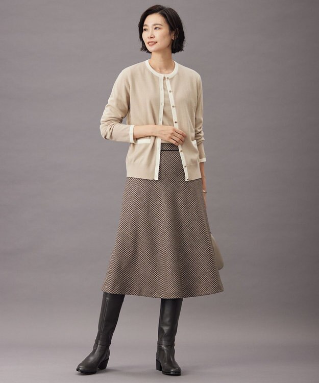 J.PRESS LADIES S T/W 千鳥 ツイード フレアー スカート ブラウン系3