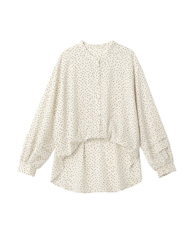 YECCA VECCA 2way裾アレンジパール釦ブラウス Dot