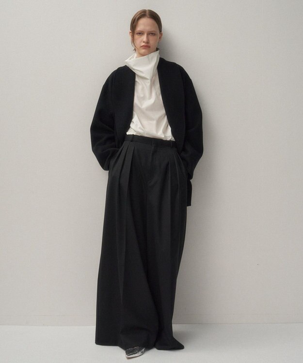 ATON COTTON SILK LAWN | ハイネックプルオーバーシャツ WHITE