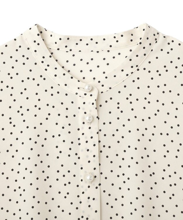 YECCA VECCA 2way裾アレンジパール釦ブラウス Dot