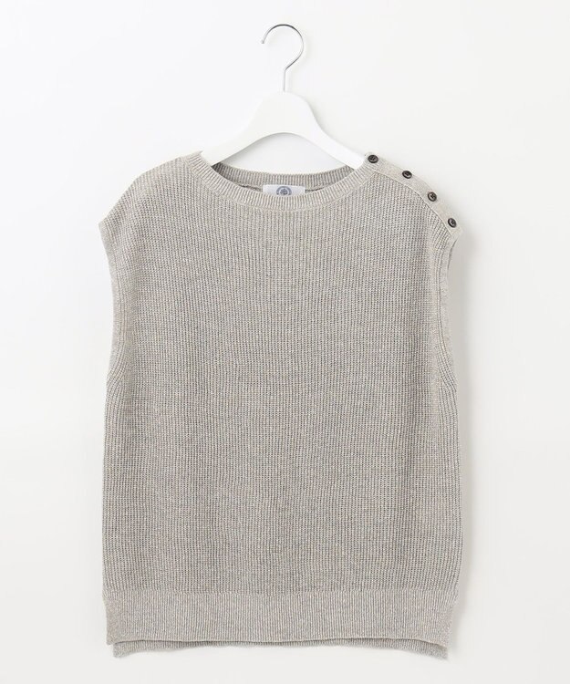 J.PRESS LADIES L 【洗える】 リネンコットン ニットベスト ライトグレー系