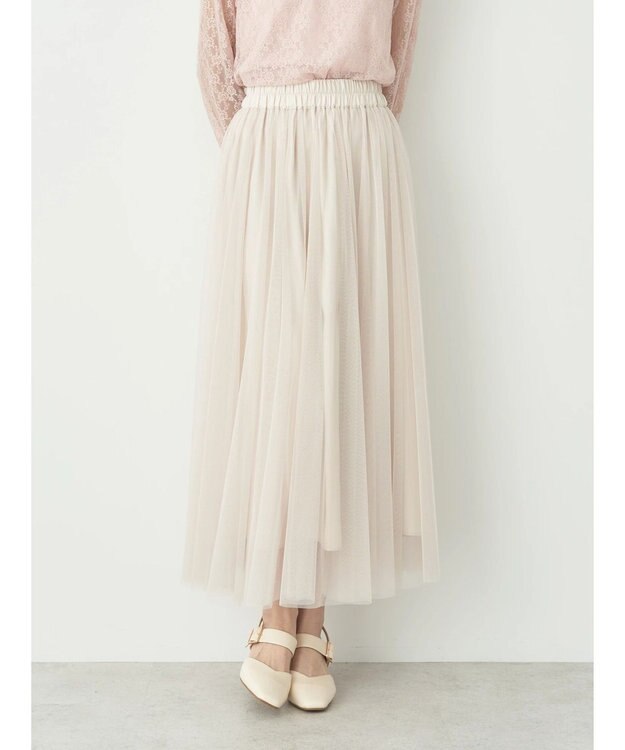 earth music&ecology チュールフレアスカート Light Beige