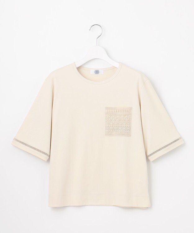 J.PRESS LADIES L 【一枚で着映え】レーシーコンビ ポケットデザイン カットソー ベージュ系
