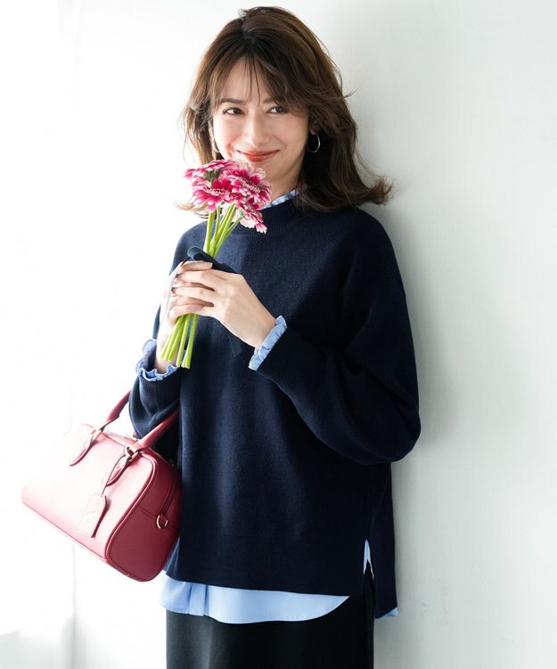 ANY SIS S ラインポイント ニット ネイビー