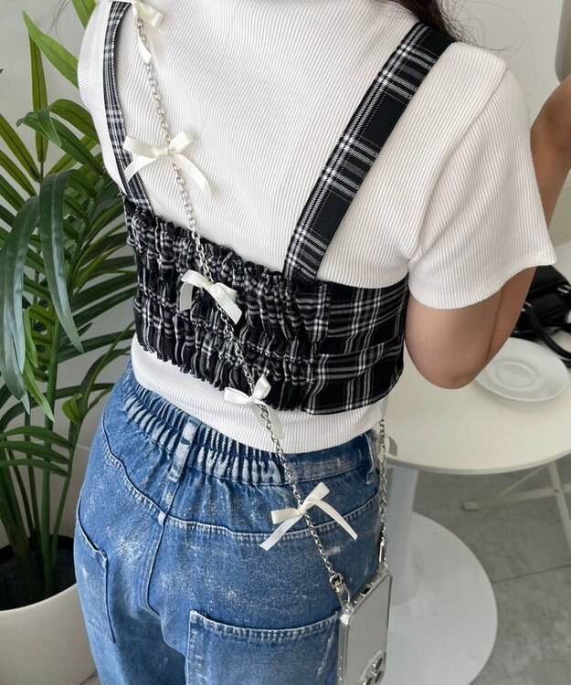 WEGO リボンチェーンストラップ ホワイト