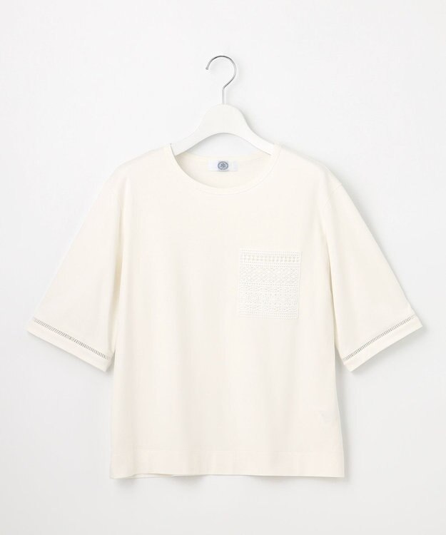 J.PRESS LADIES L 【一枚で着映え】レーシーコンビ ポケットデザイン カットソー オフ系