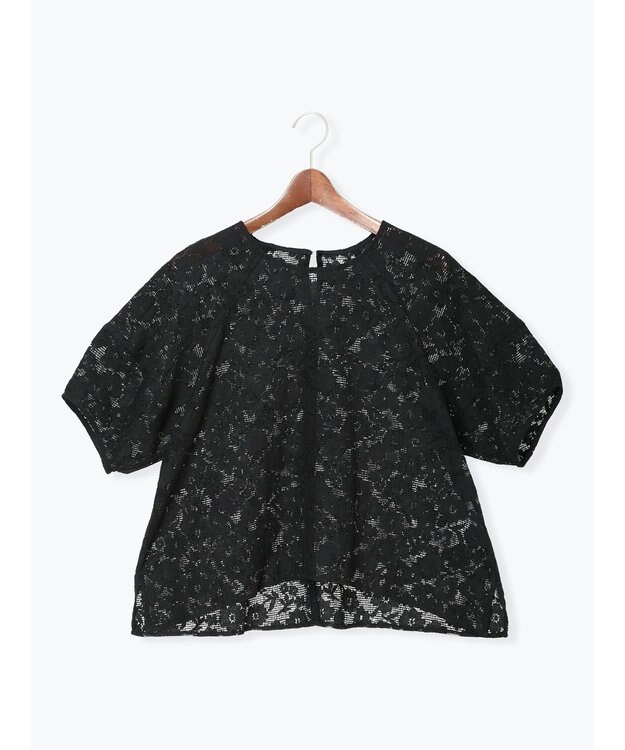 Te chichi メッシュレースボリュームスリーブブラウス ブラック
