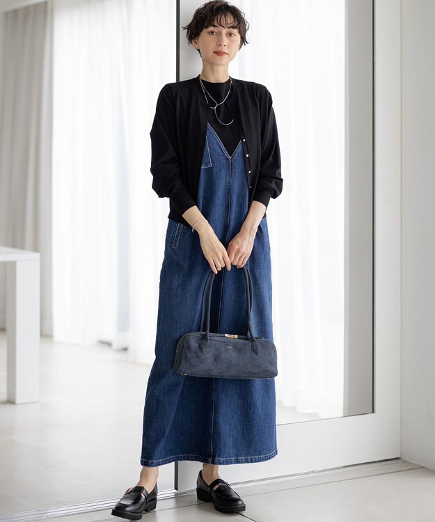 23区 【洗える/吊り干しOK】ヴィスコースストレッチ ノースリーブ ニット ブラック系