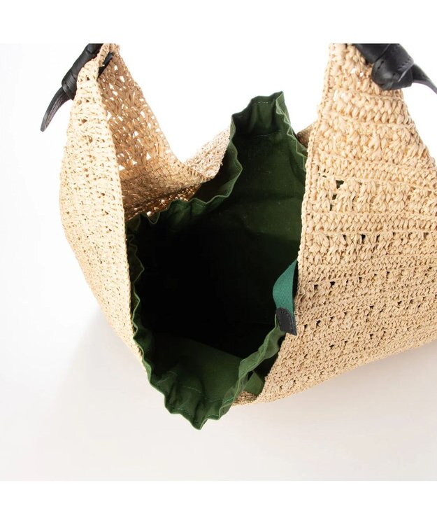 UNBILLION perche マダガスカルラフィア×姫路レザーホーボーバッグ ブラック