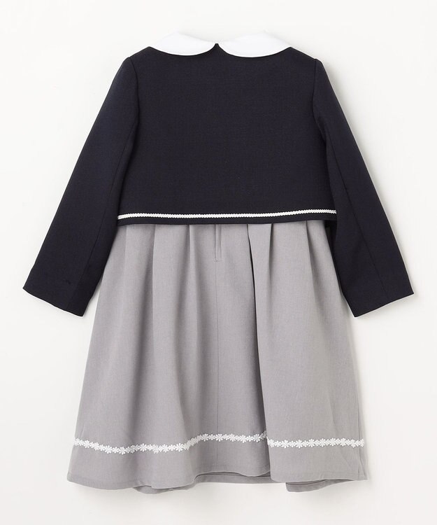 ANY KIDS 【2点セット】ノーカラー ボレロジャケット+襟付き ワンピース グレー