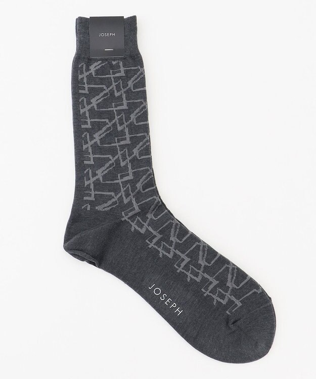 JOSEPH HOMME ジオメトリックライン　ソックス グレー系3