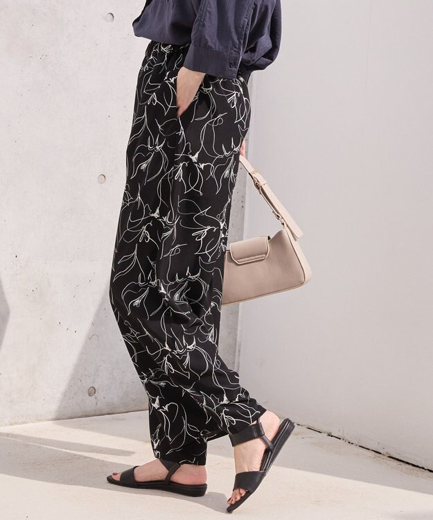 AMERICAN HOLIC 【WEB限定】アソートギャザー柄パンツ Black