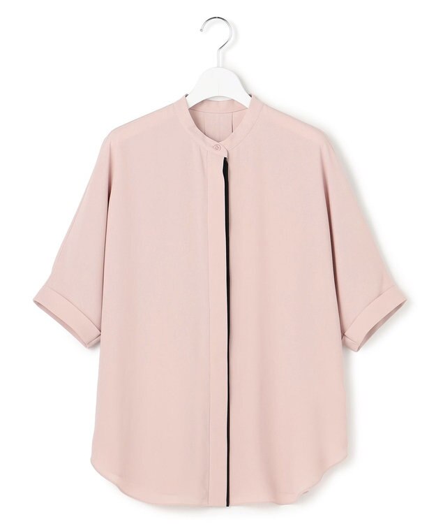 ICB L 【先行予約・WEB限定カラーあり】BackSatinAmunzen 5分袖バンドカラーブラウス ヘイズピンク