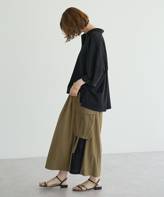 YECCA VECCA 【UVカット/接触冷感/遮熱】COOLカーゴロングスカート Charcoal Gray