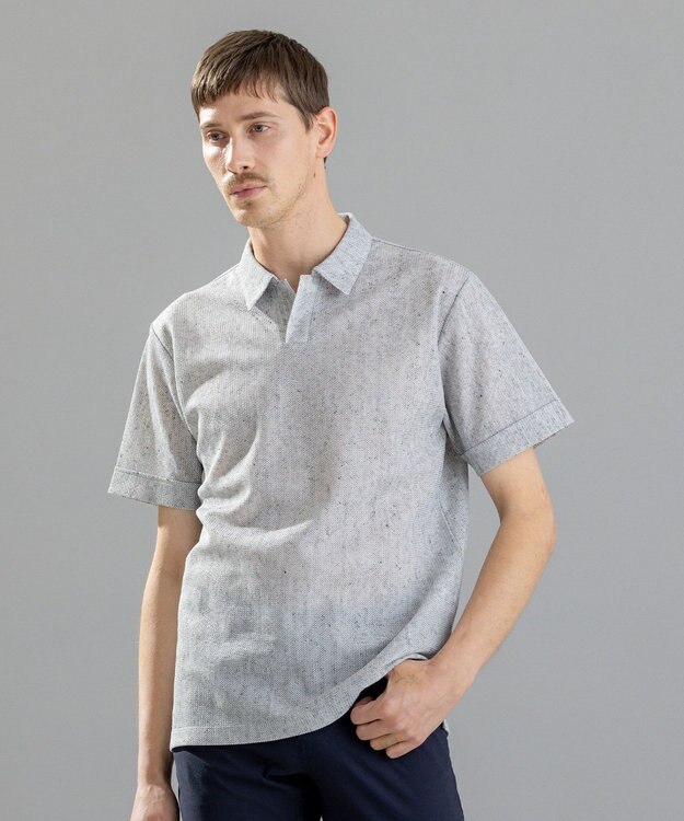 JOSEPH HOMME  リネンドビージャージー　スキッパー ライトグレー系