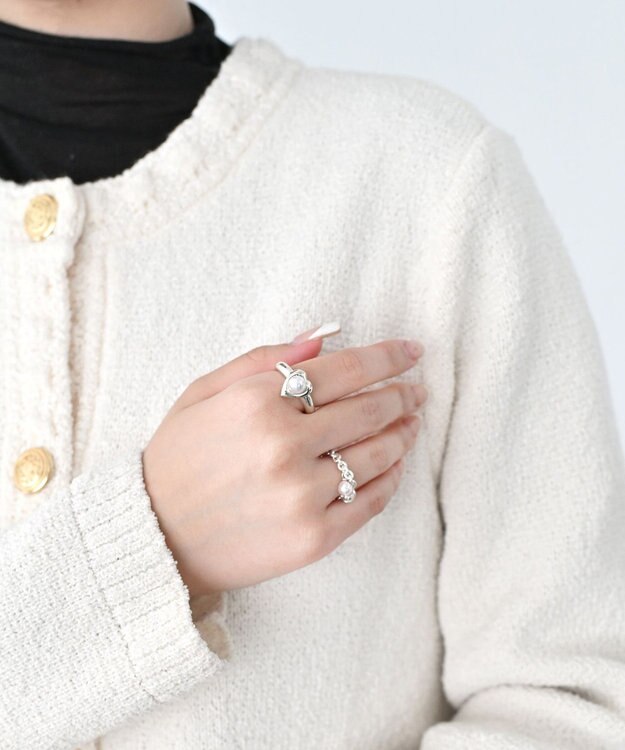 yoaa シルバー925 ハートピンクアコヤパールリング