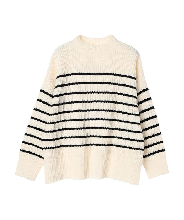 Green Parks ｍｏｋｏモール畦編みモックネックプルオーバー Border