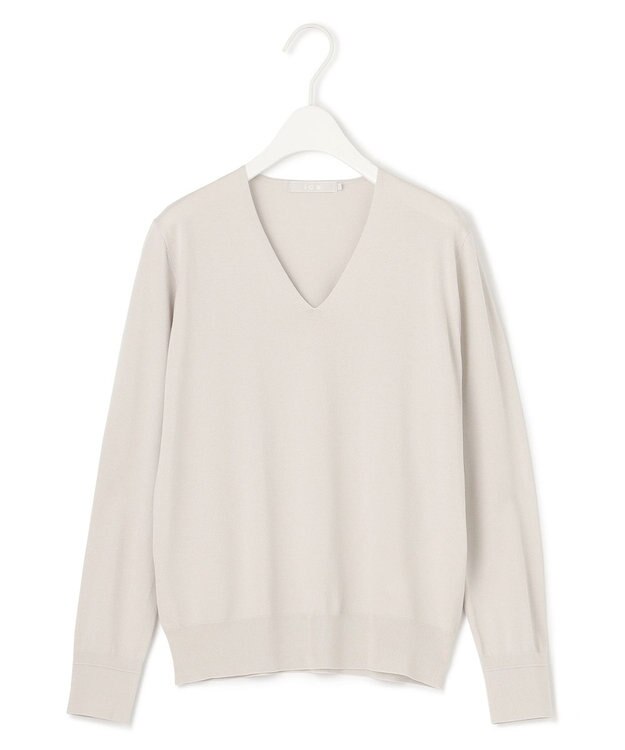 ICB 【WEB限定カラーあり・接触冷感・UVケア・洗える】 シンセティックハイゲージ Vネックプルオーバー トープ系