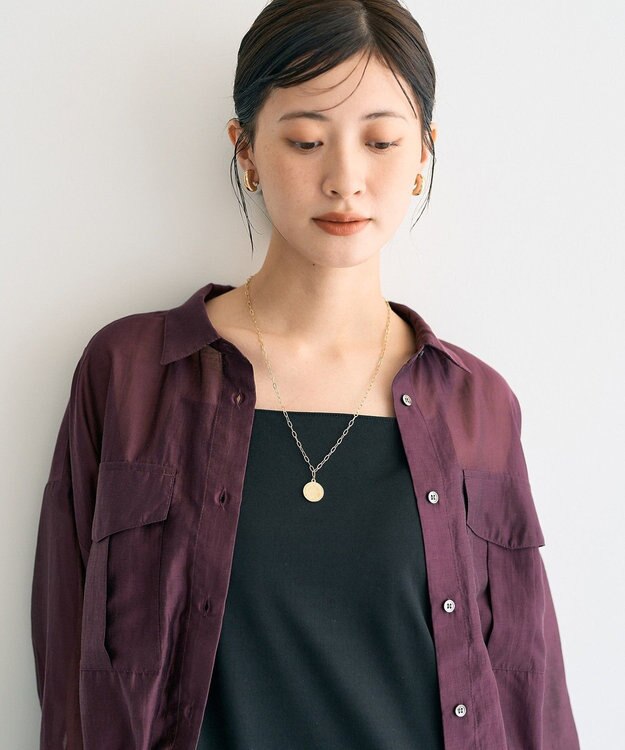 YECCA VECCA 【2点SET】シアーシャツ×Aラインキャミワンピース Purple