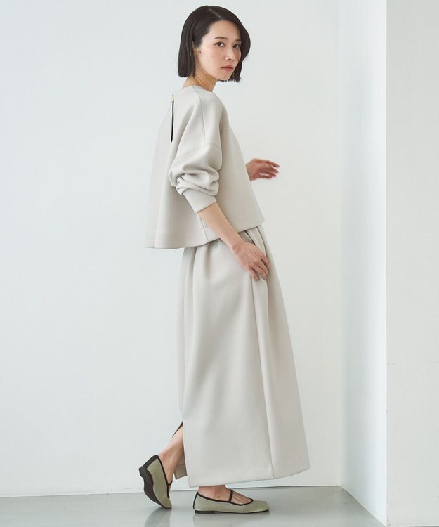 UNFILO BEAUTY FORM JERSEY クロップド トップス グレージュ