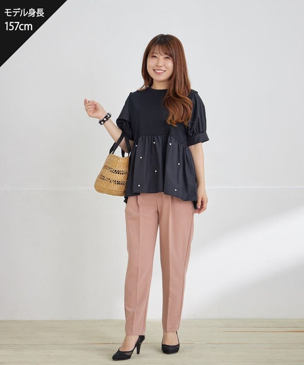 Tiaclasse 【小倉優子さん着用・洗える】カラーテーパードパンツ ピンク