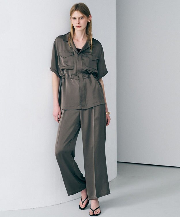 uncrave ライトダブルサテン ワイドパンツ トープ