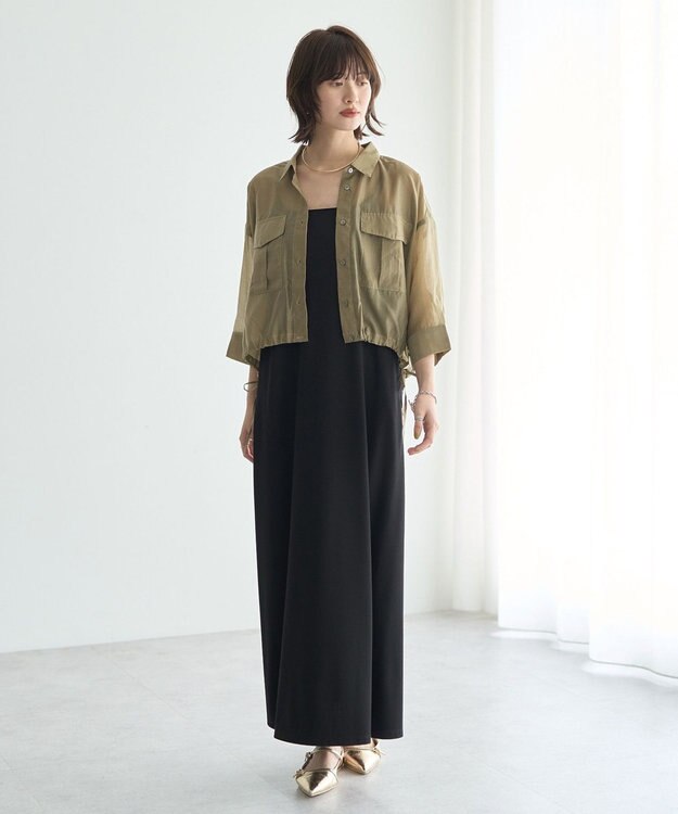 YECCA VECCA 【2点SET】シアーシャツ×Aラインキャミワンピース Purple