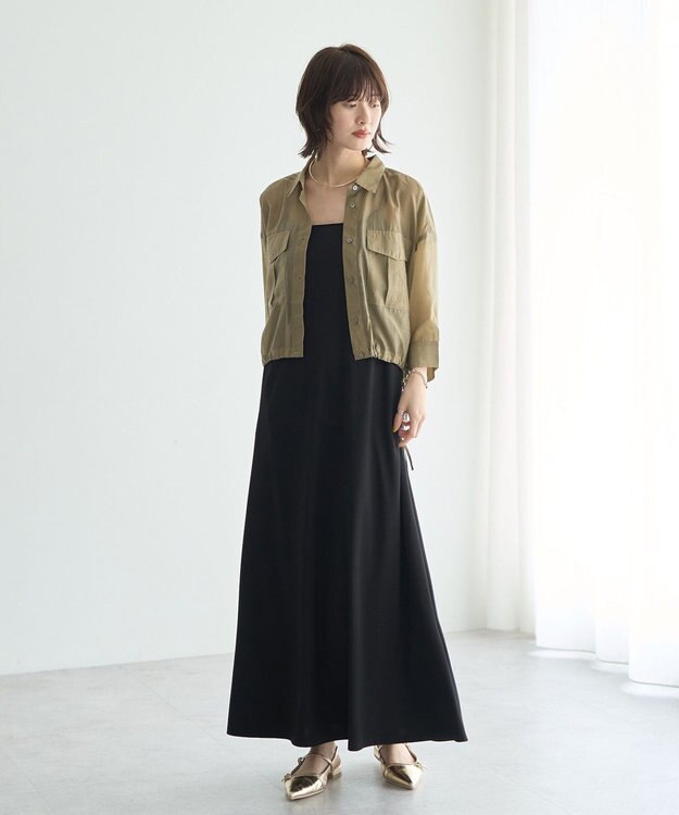 YECCA VECCA 【2点SET】シアーシャツ×Aラインキャミワンピース Purple