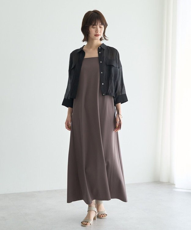 YECCA VECCA 【2点SET】シアーシャツ×Aラインキャミワンピース Purple