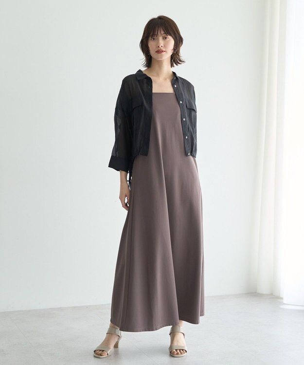 YECCA VECCA 【2点SET】シアーシャツ×Aラインキャミワンピース Purple