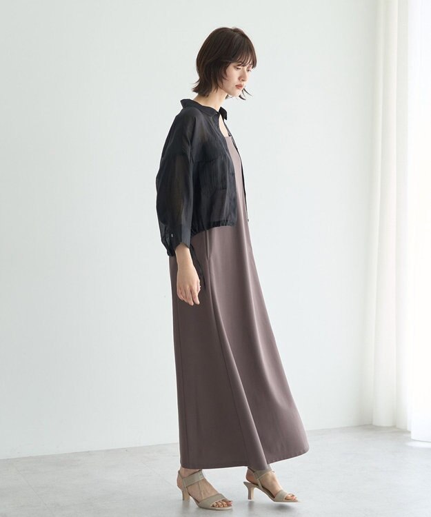 YECCA VECCA 【2点SET】シアーシャツ×Aラインキャミワンピース Purple