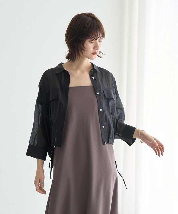 YECCA VECCA 【2点SET】シアーシャツ×Aラインキャミワンピース Purple