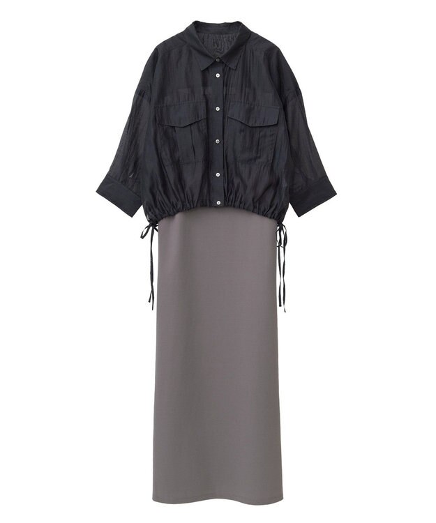 YECCA VECCA 【2点SET】シアーシャツ×Aラインキャミワンピース Purple