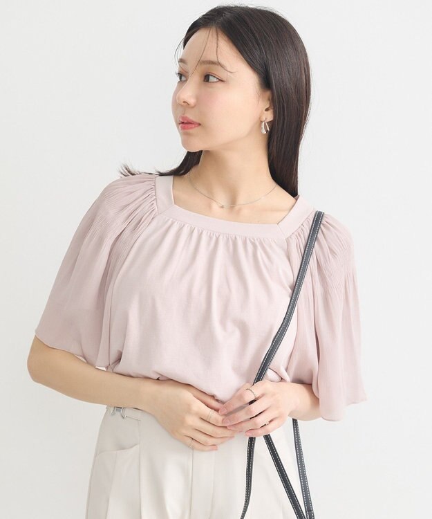 earth music&ecology マジョリカフレアスリーブスクエアプルオーバー Pink