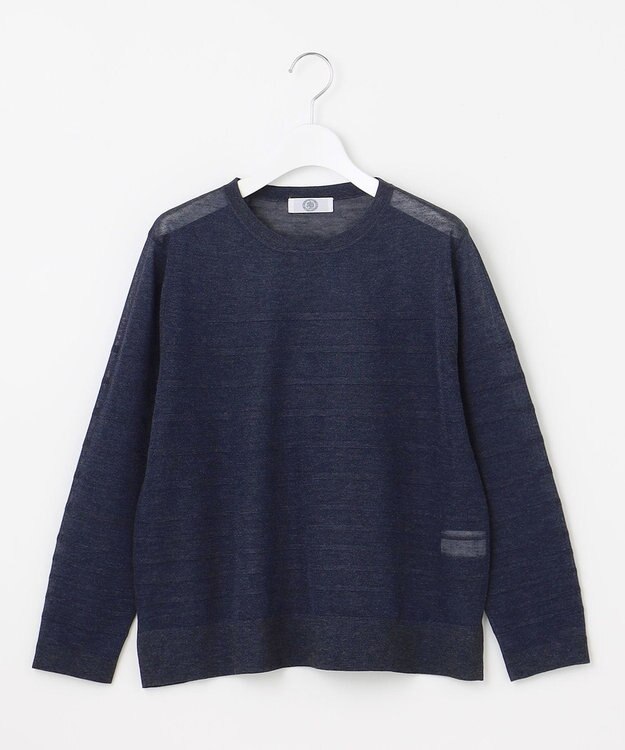 J.PRESS LADIES 【WEB限定・洗える】Vis/Peスパーク シアー ボーダー ニット ダルブルー×ダルブルー系